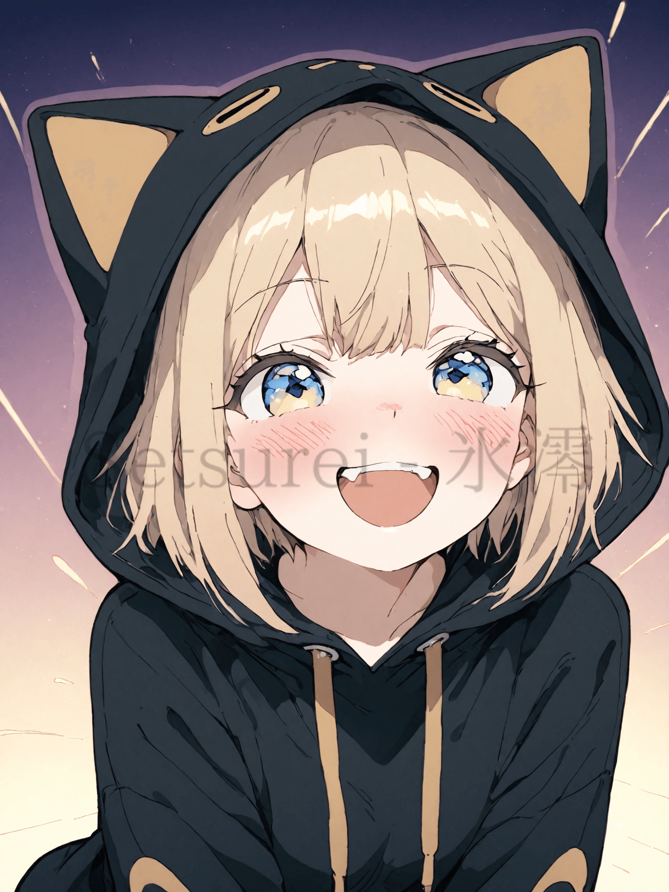 猫耳パーカー女子プロンプトセット（銀髪・金髪・黒髪）